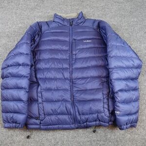 L.L. Bean Down Jacket Mens Large Blue 850 Puffer Full Zip Lightweight Outdoor